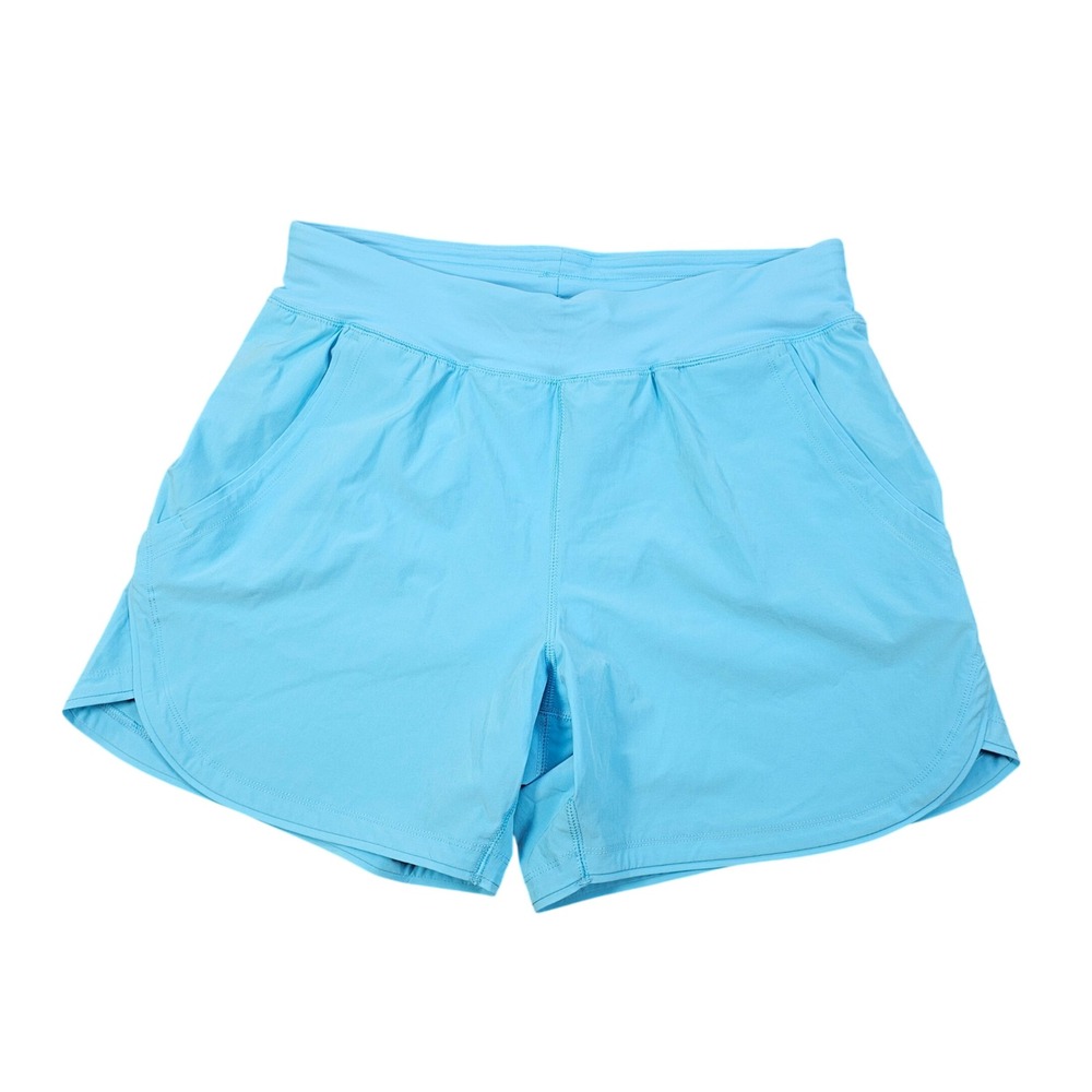 Lands End Womens Swim Board Shorts Bright Blue Pockets Stretch Size Small 4.5in